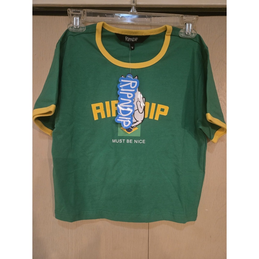 RIPNDIP Must Be Nice Brazil‎ Ringer T Shirt Green Yellow NWT Men's Medium
